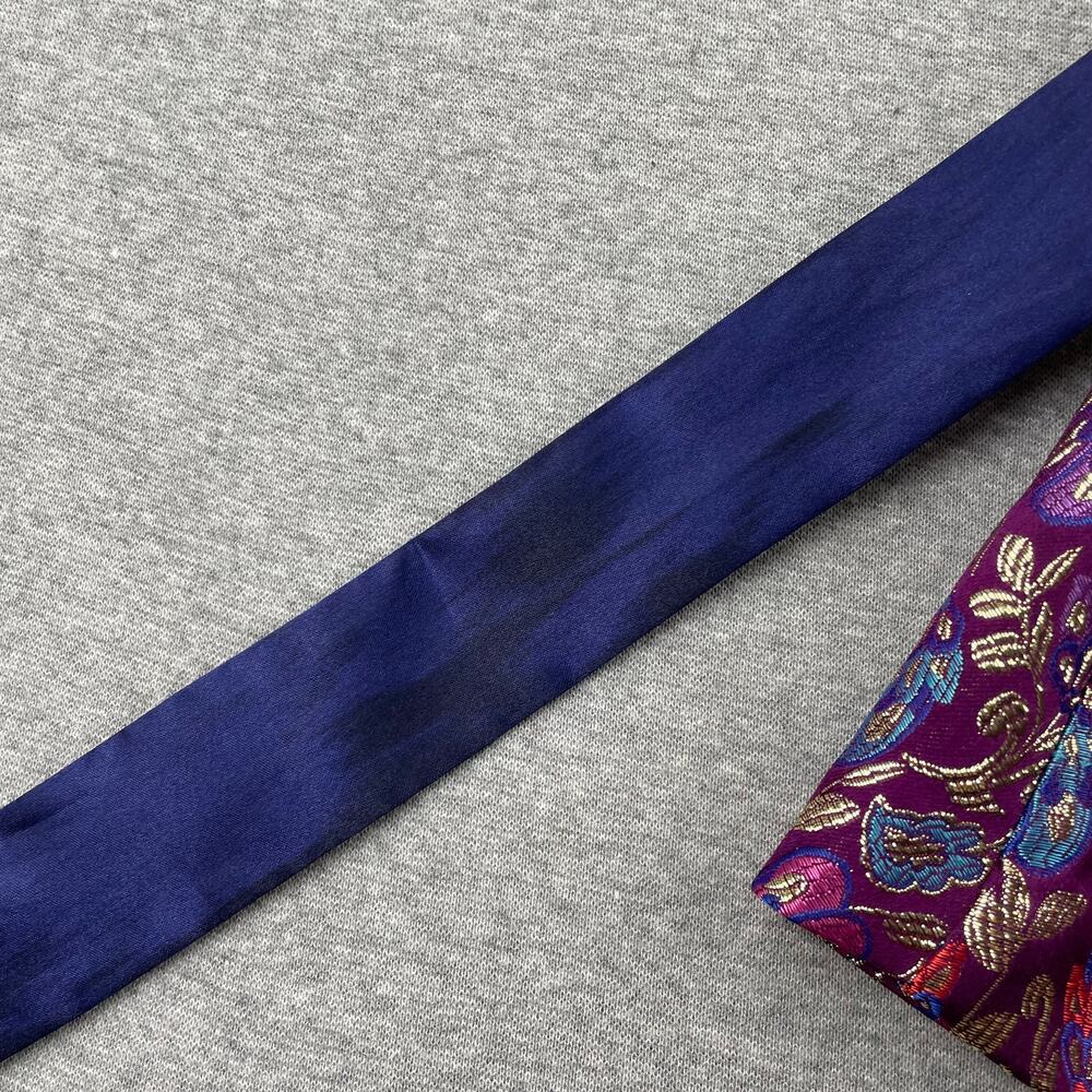 American Girl Purple Floral Metallic Holiday Party Dress Size 7 Blue Satin Sash - Picture 12 of 13